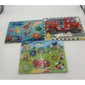 melissa and doug puzzles lot of 3 each broad is missing 1 piece
